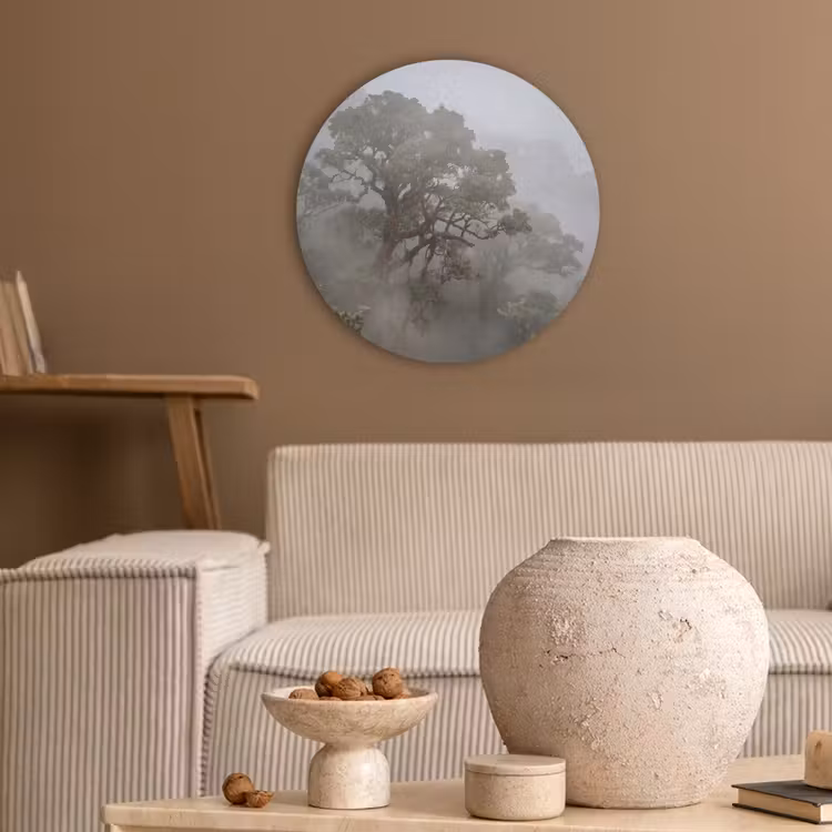 Akoestisch schilderij rond - Boom - Mistig - Bos - Groen - Natuur — 3