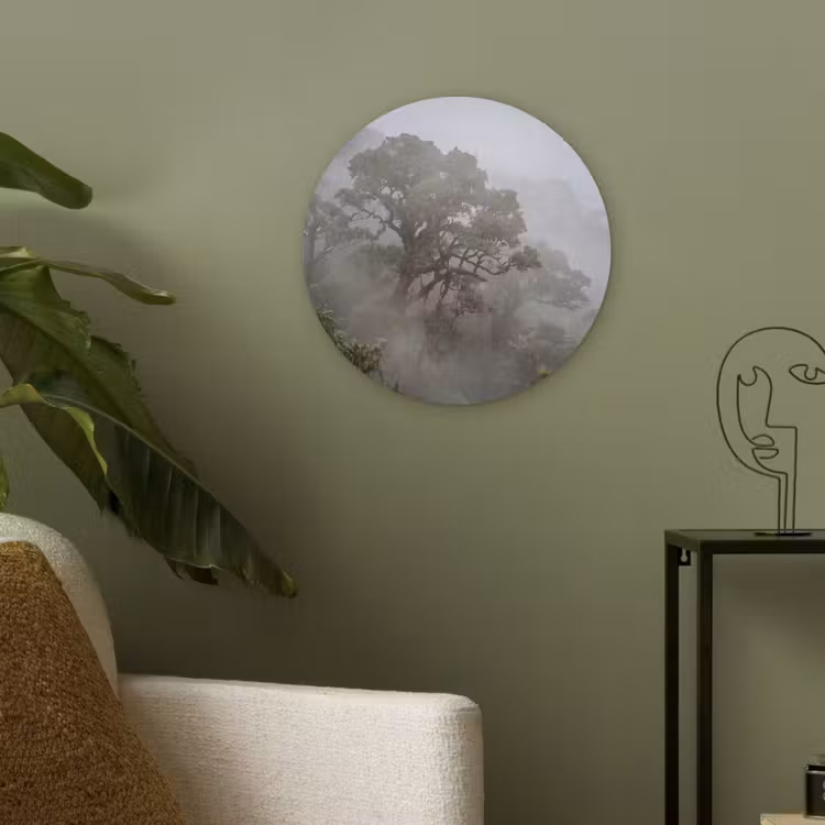 Akoestisch schilderij rond - Boom - Mistig - Bos - Groen - Natuur — 4