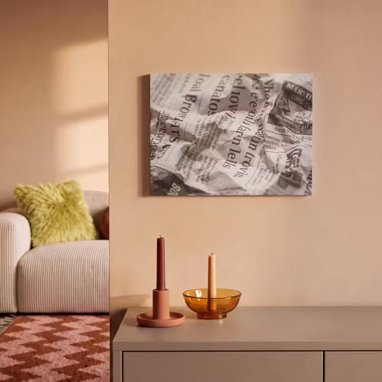 Akoestisch schilderij - Krant - Gekreukeld - Textuur - Vintage - Zwart-wit — 2