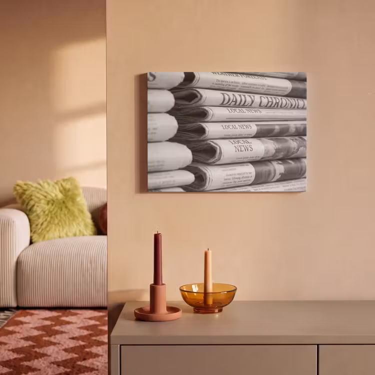 Akoestisch schilderij - Krant - Stapel - Nieuws - Zwart-wit - Media — 2