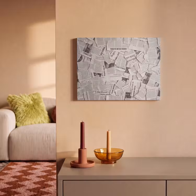 Akoestisch schilderij - Krant - Versnipperd - Textuur - Zwart-wit - Abstract — 2