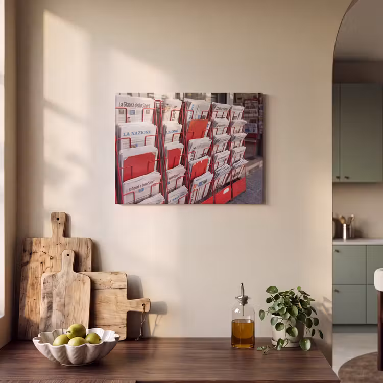 Akoestisch schilderij - Kranten - Rek - Stedelijk - Dagelijks leven - Rood — 3