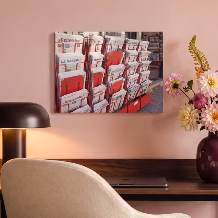 Akoestisch schilderij - Kranten - Rek - Stedelijk - Dagelijks leven - Rood — 4