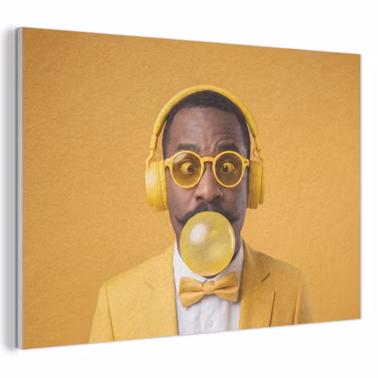 Akoestisch schilderij - Man - Bubblegum - Portret - Geel - Modern — 1