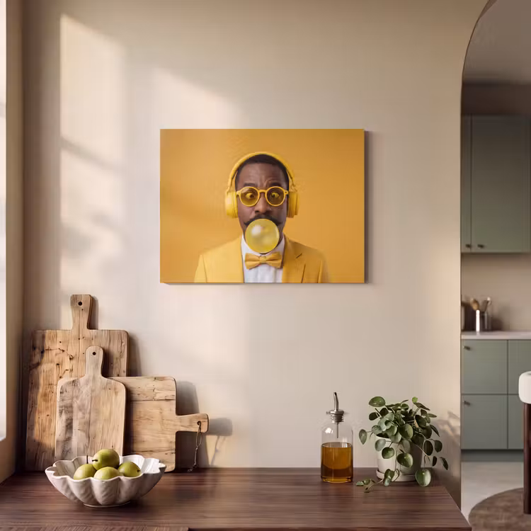 Akoestisch schilderij - Man - Bubblegum - Portret - Geel - Modern — 3