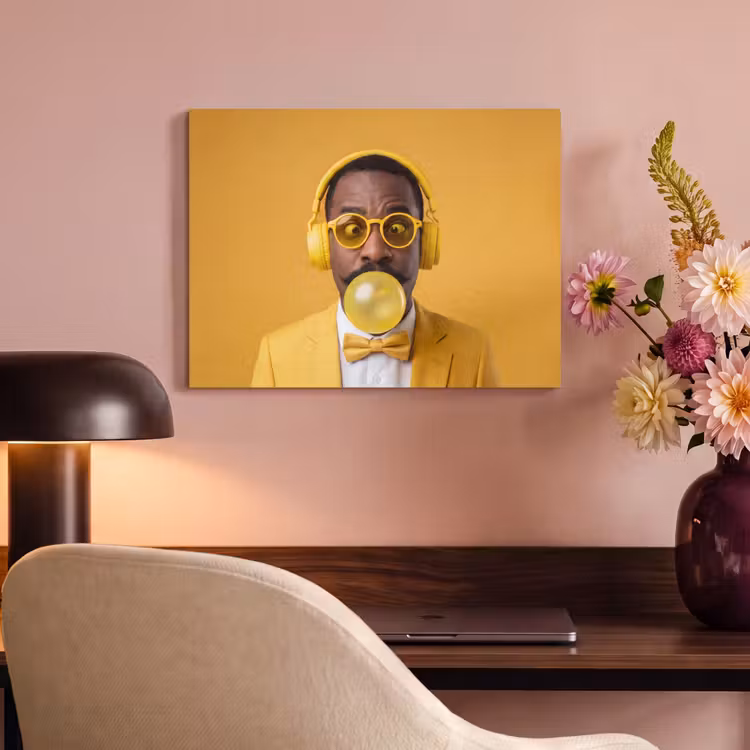 Akoestisch schilderij - Man - Bubblegum - Portret - Geel - Modern — 4