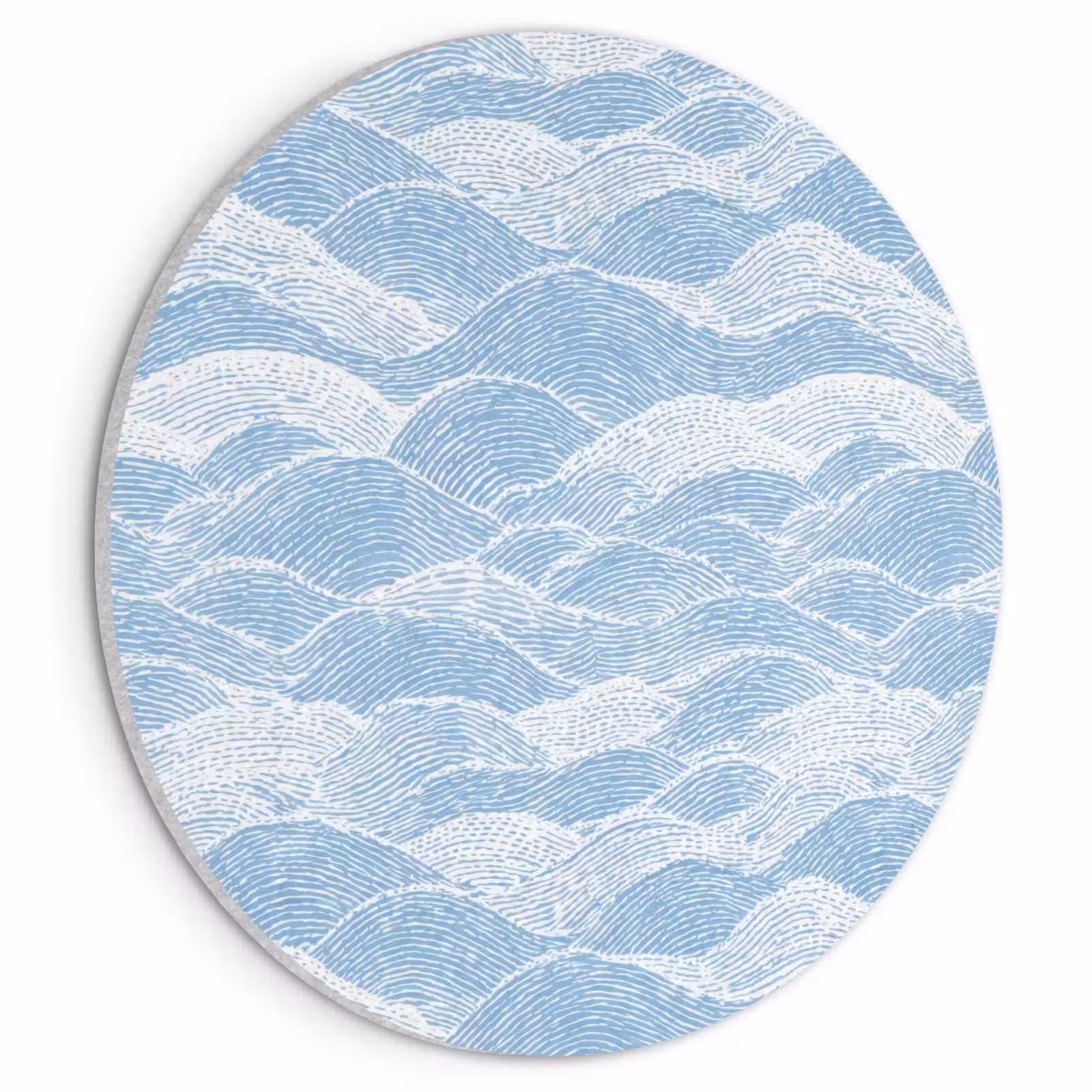 Akoestisch schilderij rond - Blauw - Wit - Golven - Getekend — 1