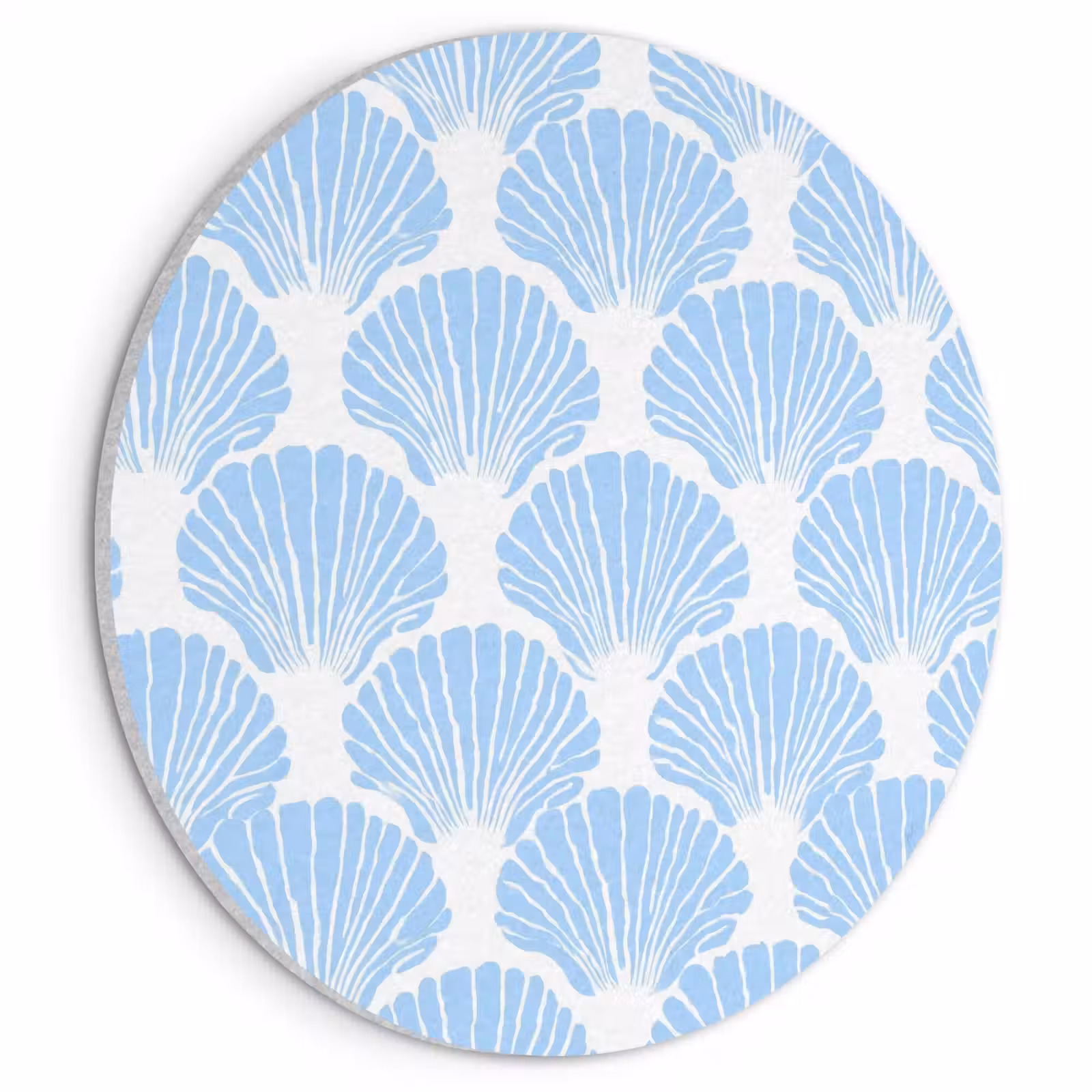 Akoestisch schilderij rond - Blauw - Wit - Schelpen - Grafisch - Structuur — 1