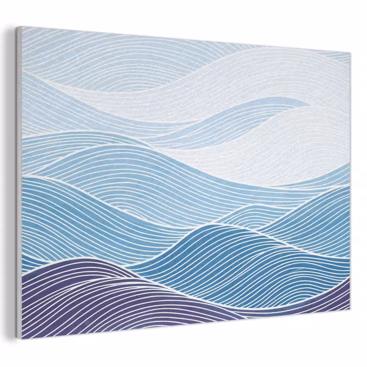 Akoestisch schilderij - Abstract - Golven - Patroon - Blauw - Modern — 1