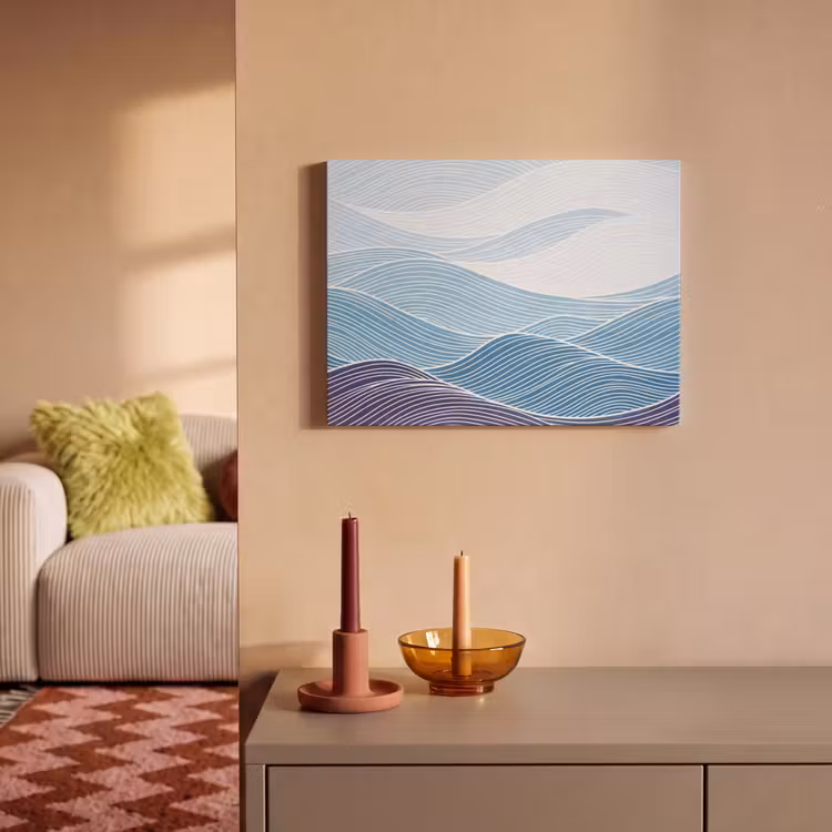 Akoestisch schilderij - Abstract - Golven - Patroon - Blauw - Modern — 2