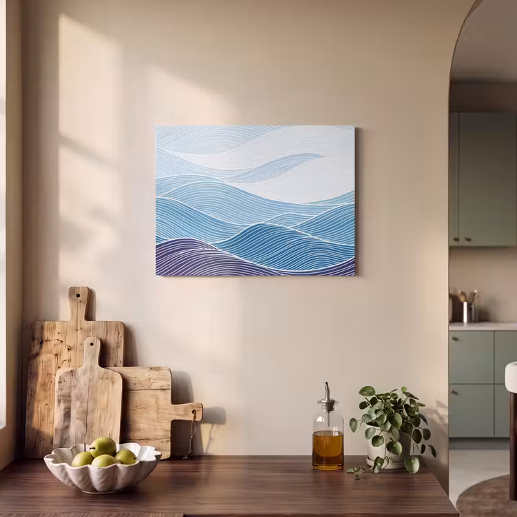 Akoestisch schilderij - Abstract - Golven - Patroon - Blauw - Modern — 3