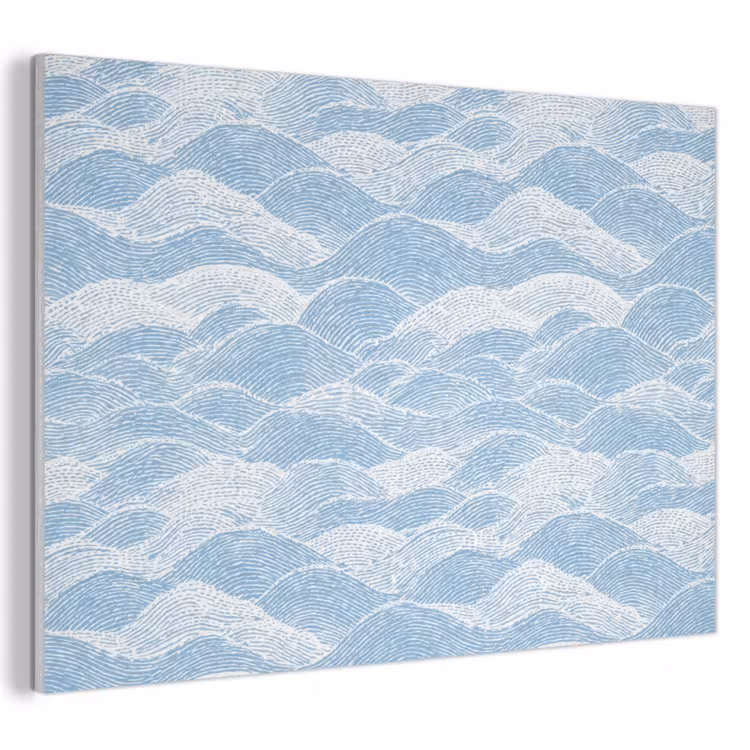 Akoestisch schilderij - Blauw - Wit - Golven - Getekend — 1