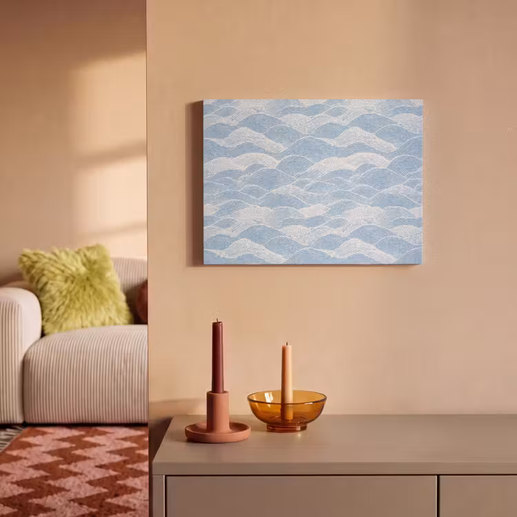 Akoestisch schilderij - Blauw - Wit - Golven - Getekend — 2