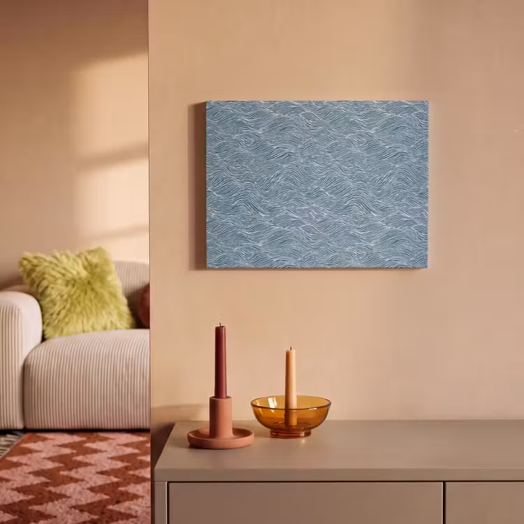 Akoestisch schilderij - Blauw - Wit - Golven - Getekend - Textuur — 2