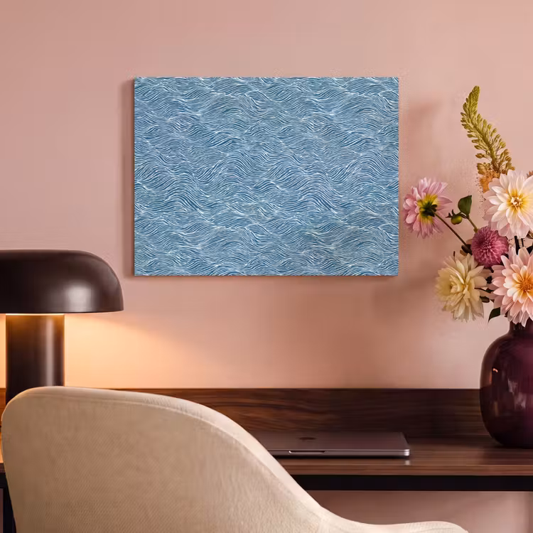 Akoestisch schilderij - Blauw - Wit - Golven - Getekend - Textuur — 4