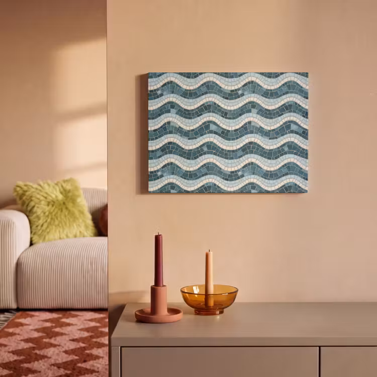 Akoestisch schilderij - Blauw - Wit - Mozaïek - Golvend — 2