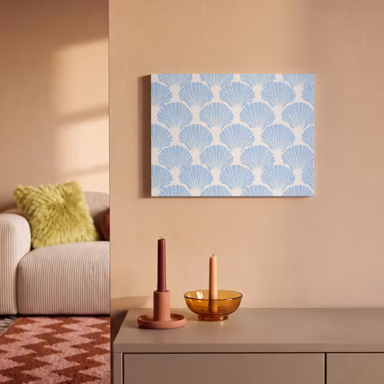Akoestisch schilderij - Blauw - Wit - Schelpen - Grafisch - Structuur — 2