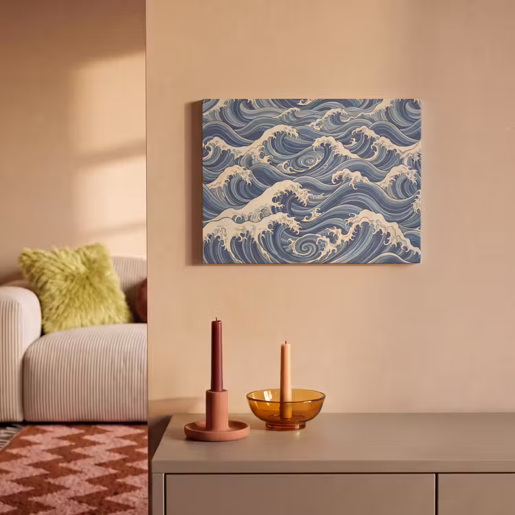 Akoestisch schilderij - Golven - Zee - Natuur - Abstract - Blauw — 2