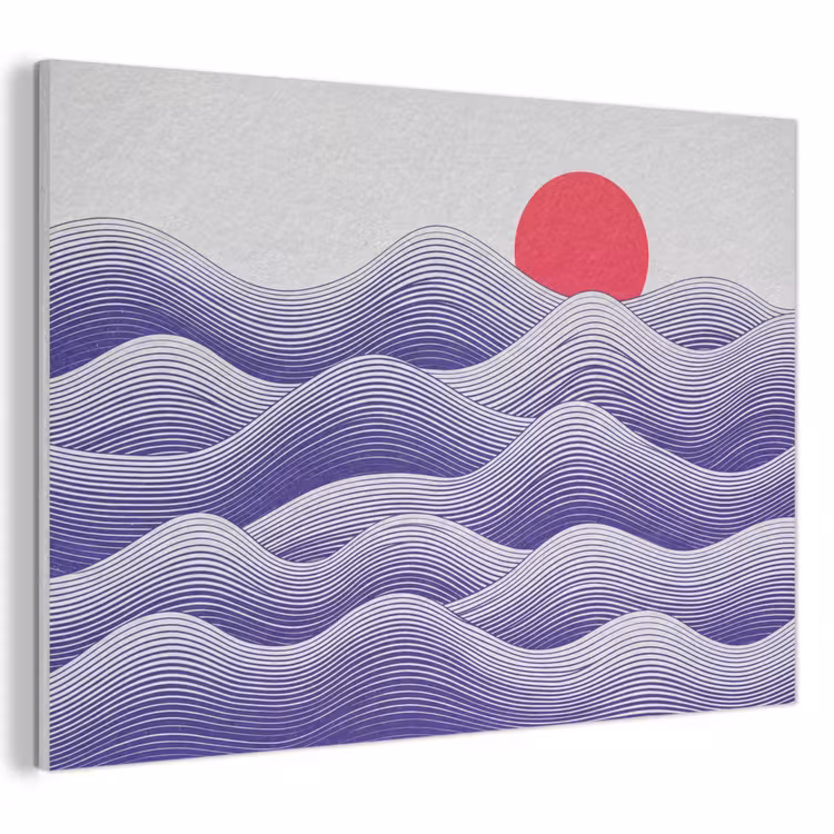Akoestisch schilderij - Golven - Zon - Natuur - Abstract - Rood — 1
