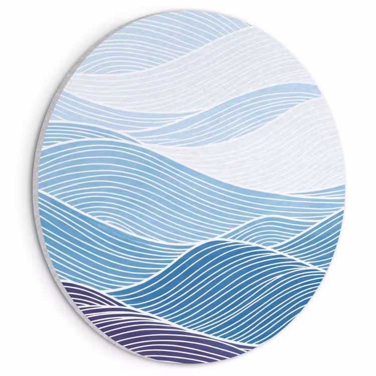 Akoestisch schilderij rond - Abstract - Golven - Patroon - Blauw - Modern — 1