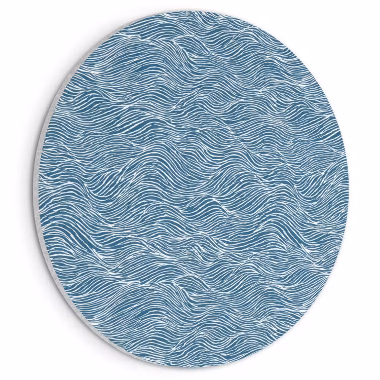 Akoestisch schilderij rond - Blauw - Wit - Golven - Getekend - Textuur — 1