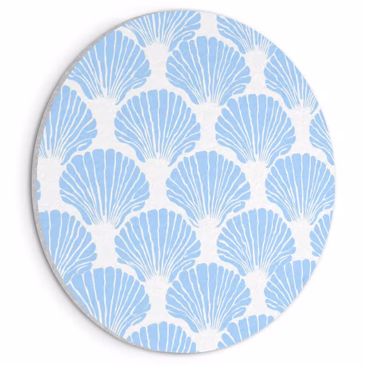 Akoestisch schilderij rond - Blauw - Wit - Schelpen - Grafisch - Structuur — 1