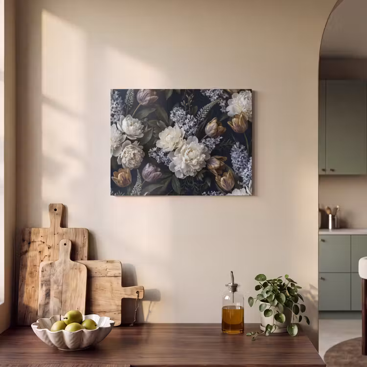 Akoestisch schilderij - Bloemen - Donker - Elegant - Natuur - Wit — 3