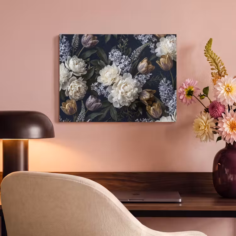 Akoestisch schilderij - Bloemen - Donker - Elegant - Natuur - Wit — 4