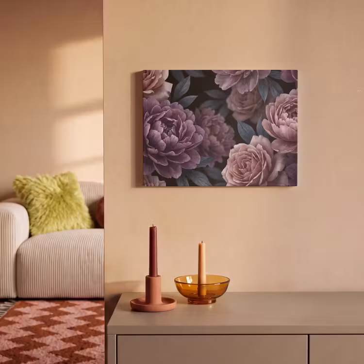 Akoestisch schilderij - Bloemen - Patroon - Donker - Botanisch - Paars — 2