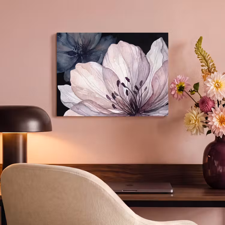 Akoestisch schilderij - Bloemen - Aquarel - Modern - Roze - Donker — 4