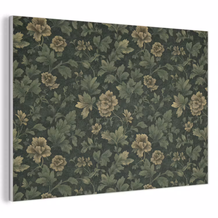 Akoestisch schilderij - Donker - Groen - Goud - Botanisch — 1