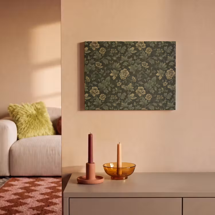 Akoestisch schilderij - Donker - Groen - Goud - Botanisch — 2
