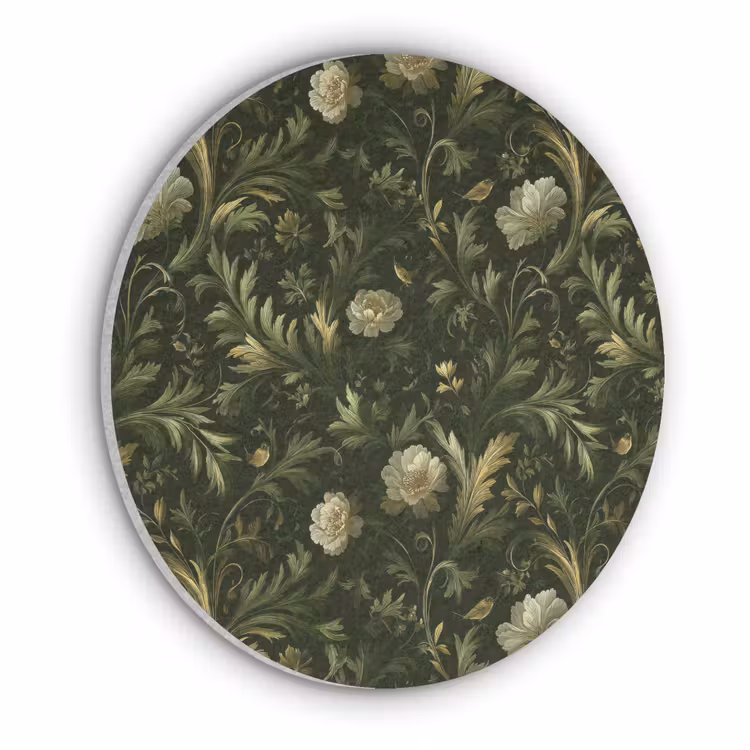 Akoestisch schilderij rond - Botanisch - Naadloos - Bloemen — 1