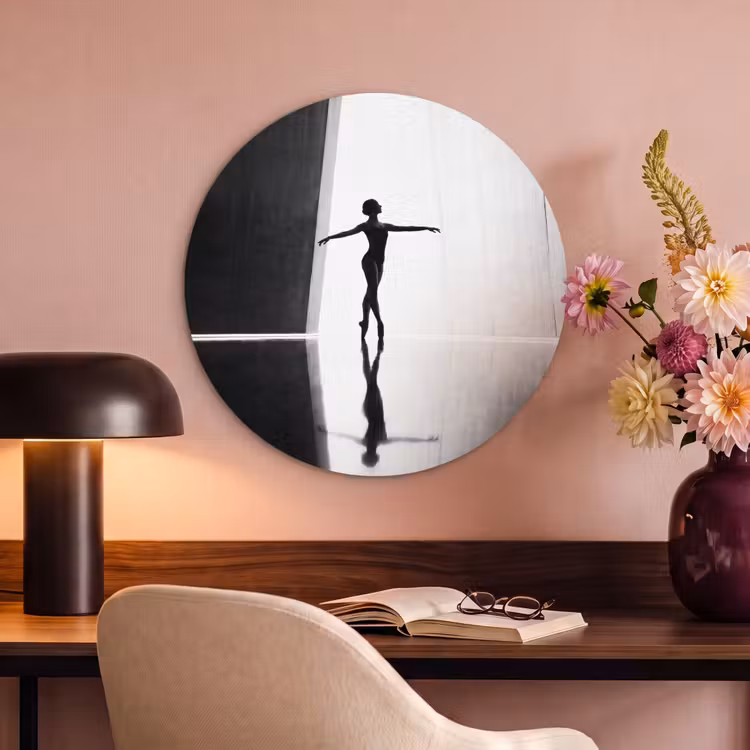 Akoestisch schilderij rond - Danser - Silhouette - Kunst - Modern - Zwart-wit — 2