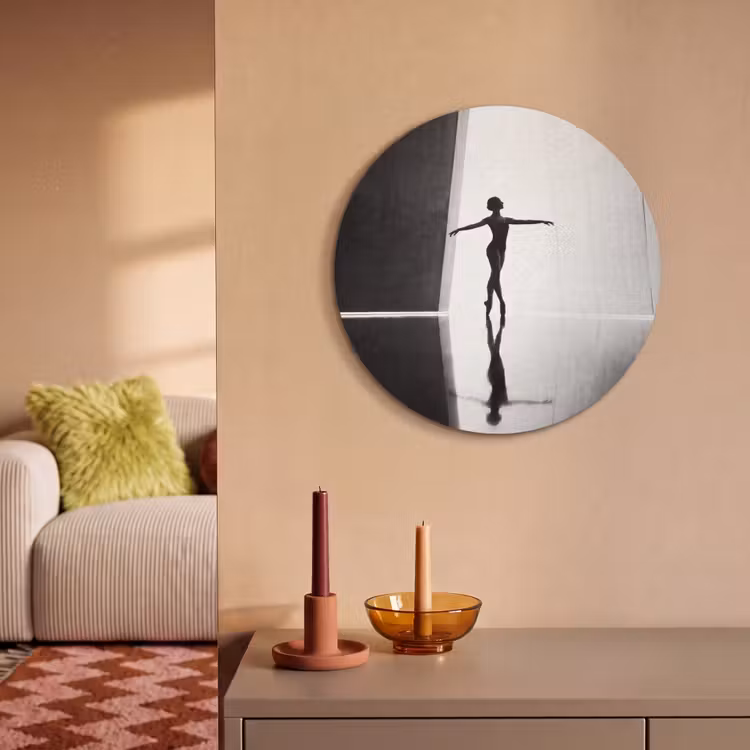Akoestisch schilderij rond - Danser - Silhouette - Kunst - Modern - Zwart-wit — 3