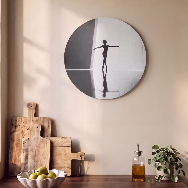 Akoestisch schilderij rond - Danser - Silhouette - Kunst - Modern - Zwart-wit — 4