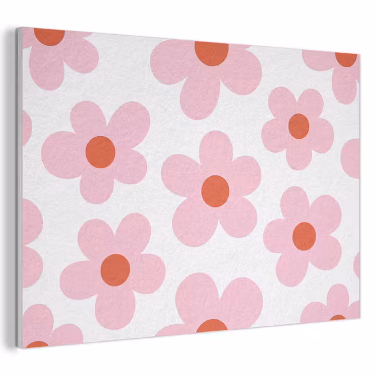 Akoestisch schilderij - Bloemen - Patroon - Modern - Roze - Wit — 1