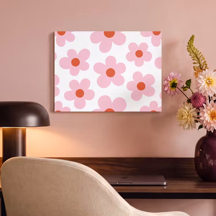 Akoestisch schilderij - Bloemen - Patroon - Modern - Roze - Wit — 4