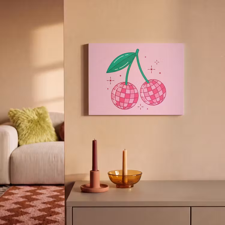 Akoestisch schilderij - Decoratie - Disco-bal - Feest - Roze — 2
