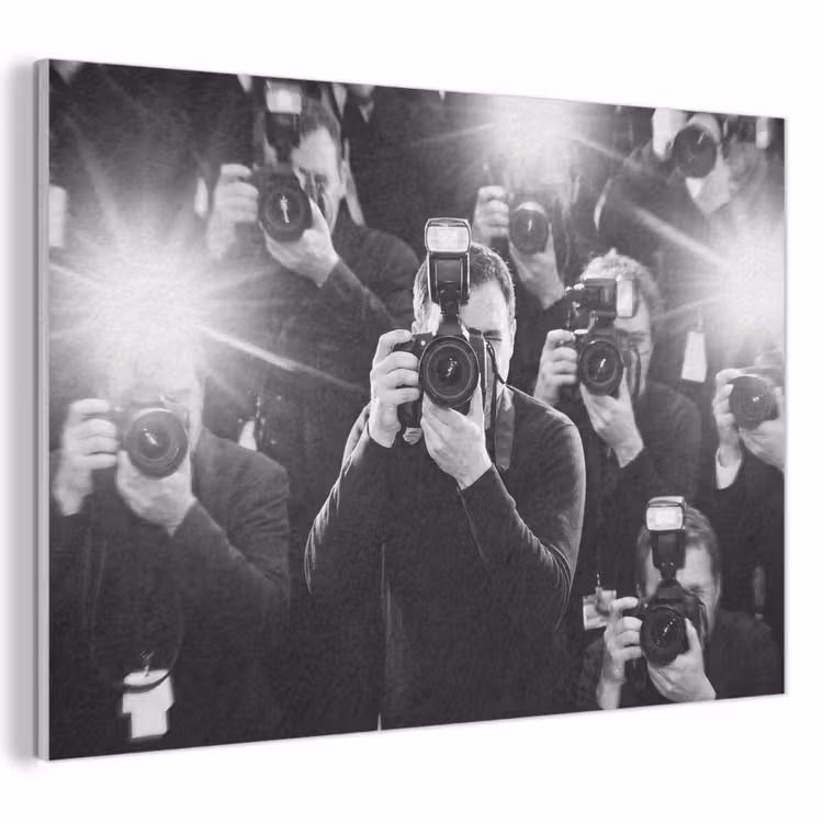 Akoestisch schilderij - Mensen - Camera - Flitslicht - Zwart-wit - Media — 1