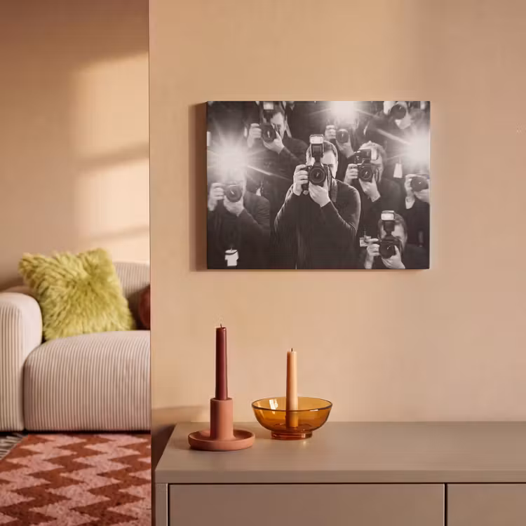 Akoestisch schilderij - Mensen - Camera - Flitslicht - Zwart-wit - Media — 2
