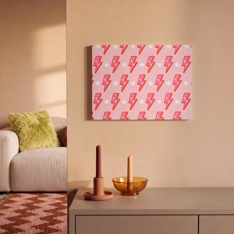 Akoestisch schilderij - Patroon - Bliksem - Ster - Glitter - Roze — 2