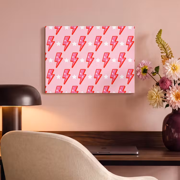 Akoestisch schilderij - Patroon - Bliksem - Ster - Glitter - Roze — 4