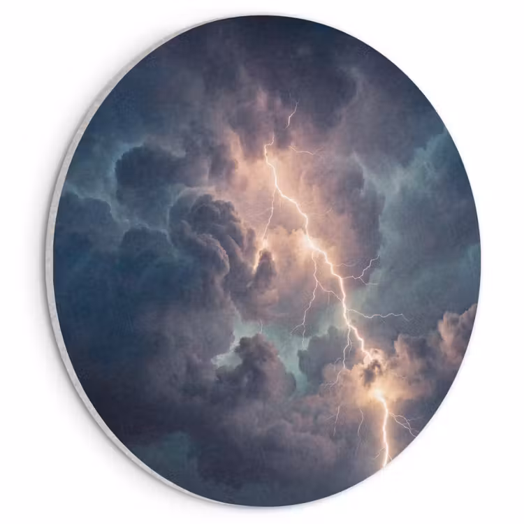 Akoestisch schilderij rond - Bliksem - Storm - Natuur - Donker — 1