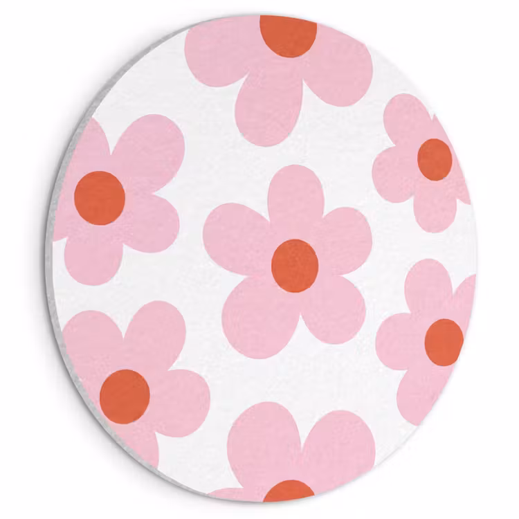 Akoestisch schilderij rond - Bloemen - Patroon - Modern - Roze - Wit — 1