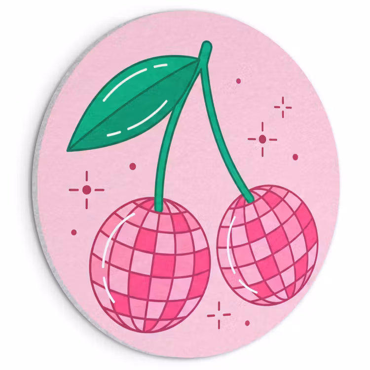 Akoestisch schilderij rond - Decoratie - Disco-bal - Feest - Roze — 1