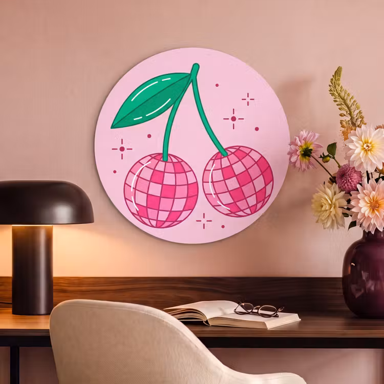 Akoestisch schilderij rond - Decoratie - Disco-bal - Feest - Roze — 2
