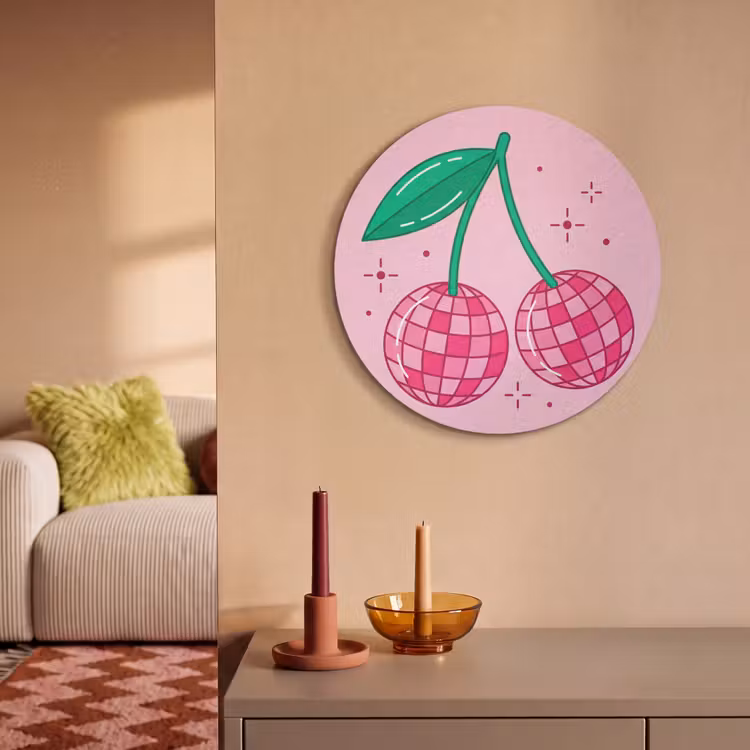Akoestisch schilderij rond - Decoratie - Disco-bal - Feest - Roze — 3