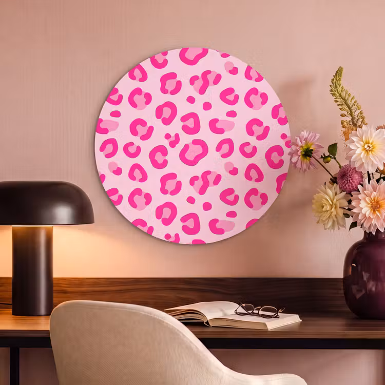 Akoestisch schilderij rond - Dierenprint - Patroon - Abstract - Modern - Roze — 2