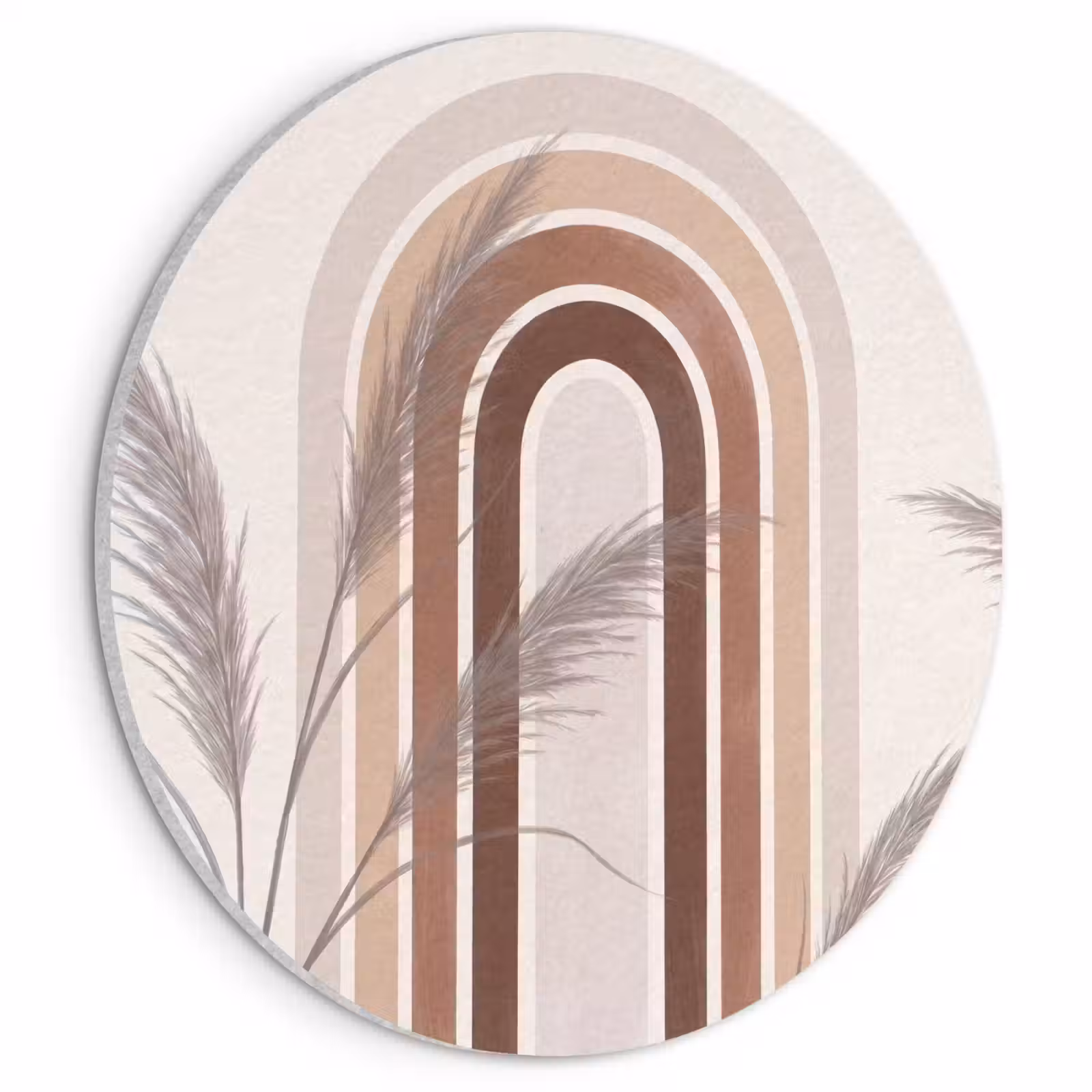 Akoestisch schilderij rond - Abstract - Bogen - Plant - Boho - Beige — 1